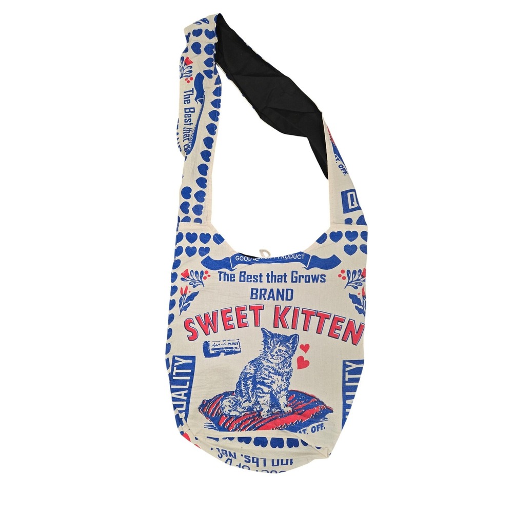 Kathmandu Imports Sweet Kitten Cotton Hobo Bag Crossbody Tote Nepal New